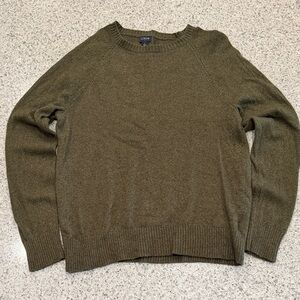 J. Crew Factory Men's Dark Green Lambswool Blend Crewneck Knit Sweater Size L